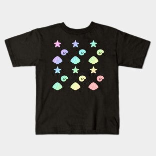 Rainbow seashells black Kids T-Shirt